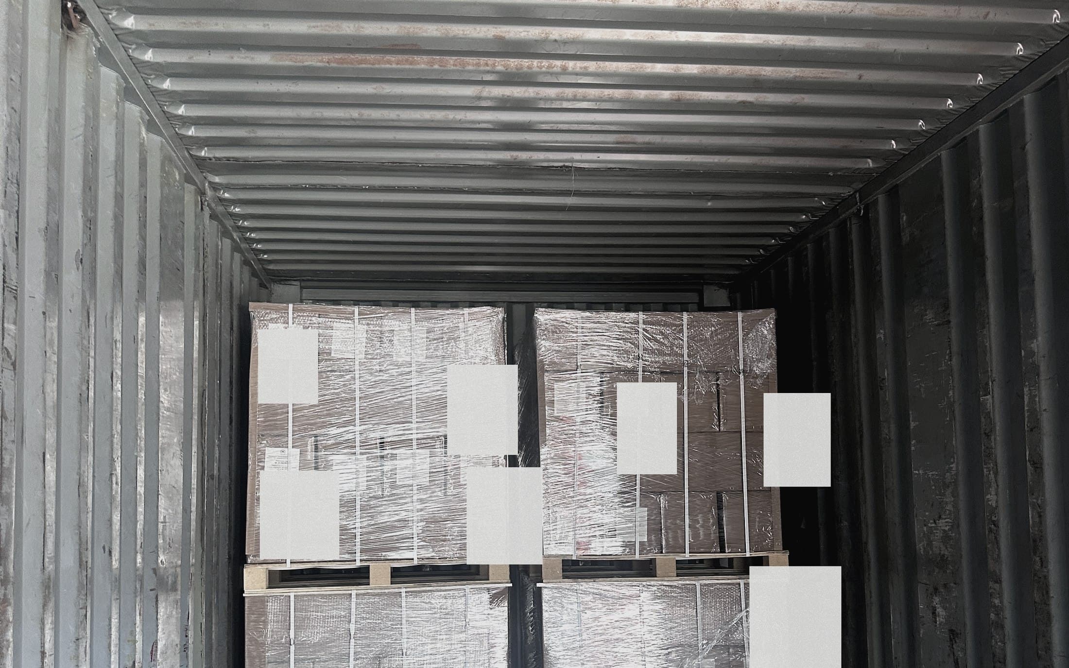 Container staging before dispatch for carbon fiber material export packing